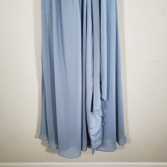 Azazie Gracie Women's Dress Dusty Blue Bridesmaid Wedding Guest Pleated Chiffon - Picture 5 of 15